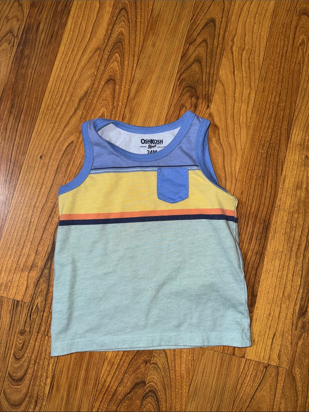 OshKosh B'gosh Striped Colorblock Tank Top - Blue, Yellow & Aqua
